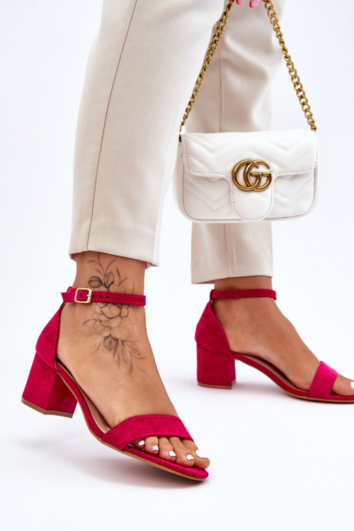 Low Heel Suede Sandals Fuchsia Quincy