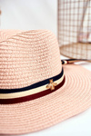 Women's Hat Panama 100% Paper Pink Gold fly