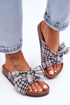 Women's Slides With Bow On The Platform Gray Vero