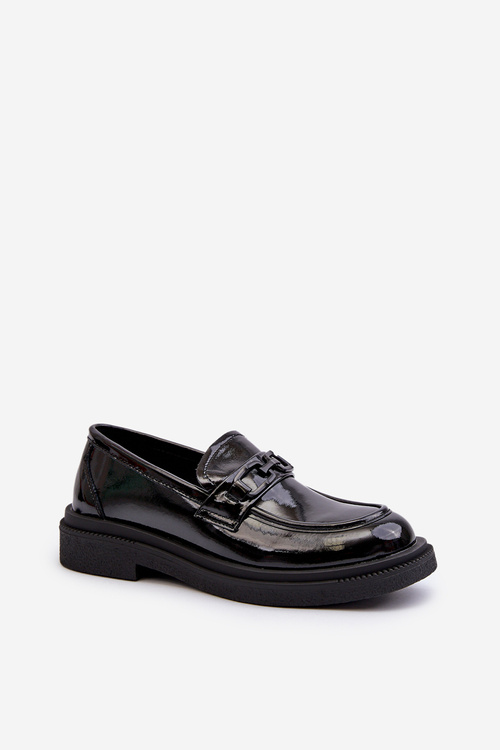 Black patent leather women's moccasins Keelana