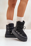 Women's Snow Boots On Platform With Lacing Black Riaviana