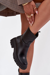 Women's ankle boots on platform and flat heel black Levira