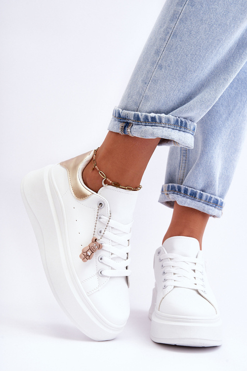 Women's Sport Shoes On Massive Platform White-gold Mariell