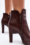 Brown ankle boots with high heel and zippers Inezma