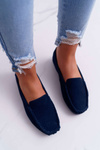 Women's Suede Leather Moccasins Navy Blue Tenzion