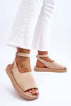Comfortable Women's Sandals On The Platform Beige Rubie