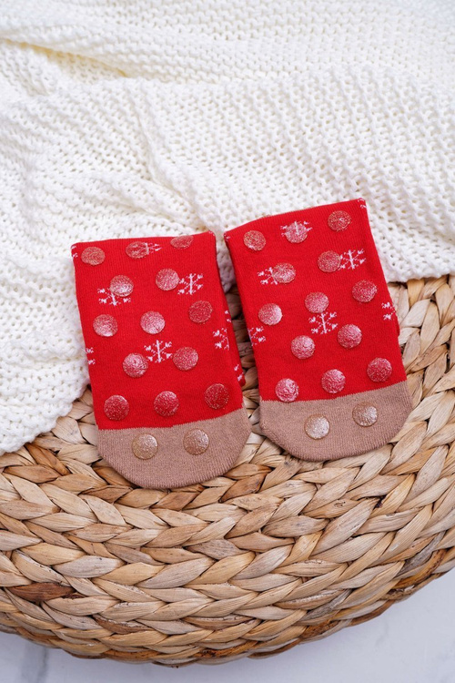 Ladies' Christmas Socks Non-Slip Red With Reindeer