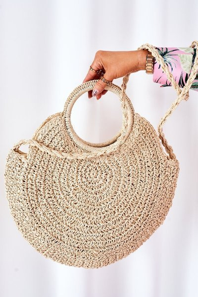 Braided Round Bag BRUNO ROSSI Beige