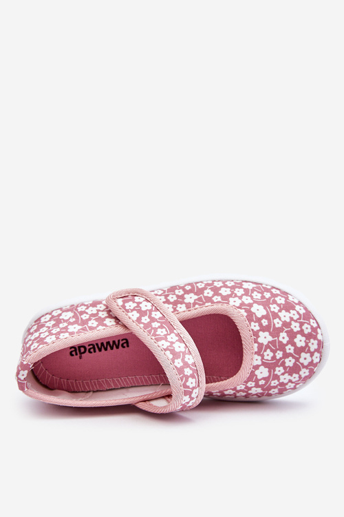 Children's Velcro Ballerinas In Print Pink Selah