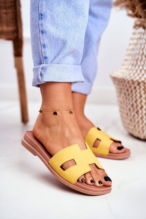 Women's Slides Geometric Classic Yellow Theodora