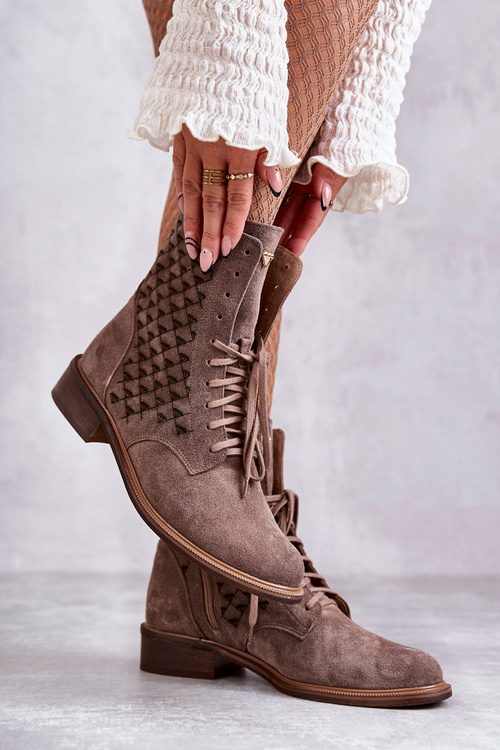 Lace-up suede boots Nicole 2751 Brown