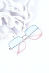 Silver Square Sunglasses Blue-Pink Ombre