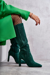 Kozaki Damskie Słupek Do Kolana Zielone Truly Love
