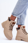 Women's Quilted Lined Lace-Up Boots Beige Corbin 