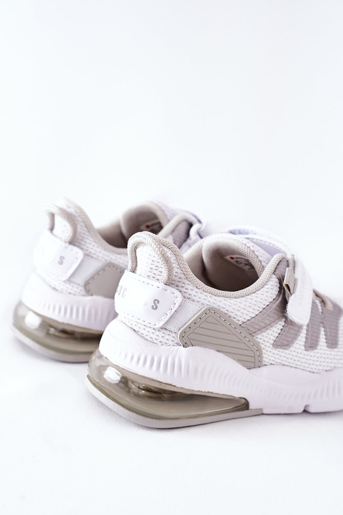 Dziecięce Sportowe Buty Na Rzep ABCKIDS Biało-Srebrne