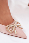 Heels with bow and open heel Beige Derissa