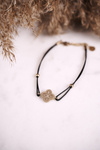 Women's Bracelet Gold Clover Black String Truelove