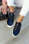 Women's Leather Sneakers With Decoration Black Carrey 