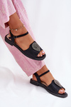 Women's Flat Sandals With Decoration S.Barski KV51-098 Black