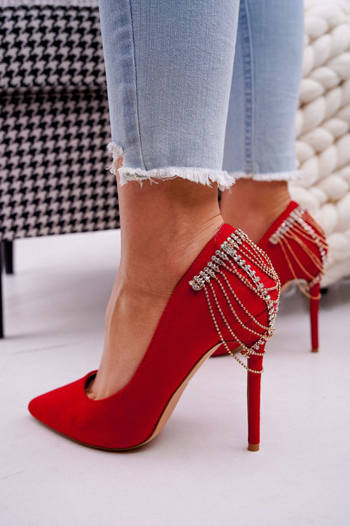 Women's Red Suede Party Stilettos Pacardo
