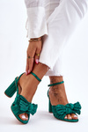 Fashionable Sandals With A Bow On Heels Green Callum