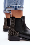 Women's Low Boots Ankle Boots with Embellishment Black Donname