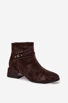 Women's Boots Made of Natural Suede on Block Heel Lined D&A CR52-651 Chocolate