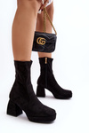 Women's ankle boots with chunky heel and platform black Adelles