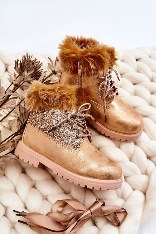 Children's Glossy Trapper Boots Warm Golden Brema