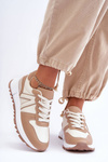 Women's Leather Sport Shoes Beige Kabama