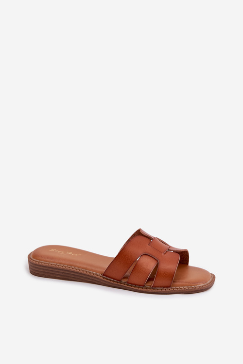 Women Slippers Made Of Eco Leather Camel Lisanoria