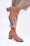 Leather Patent Heels On A Heel Vinceza 91130 Beige