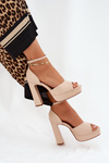 Womens Sandals On A Heel And Platform Eco Leather Beige Lomman