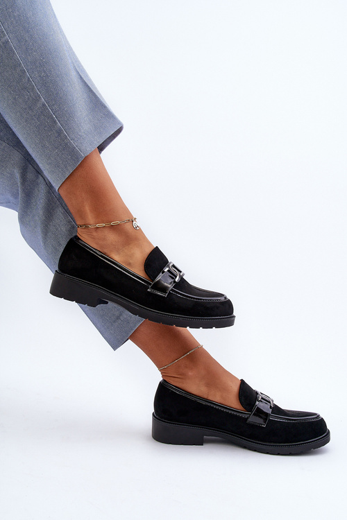 Mokasyny Damskie Zamszowe Czarne S.Barski HY350A