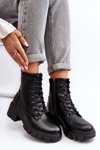 Women's Padded Ankle Boots Workery With Zip Black Evrarda