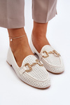 Women's Flat Heel Moccasins with Embellishment White Iluvana