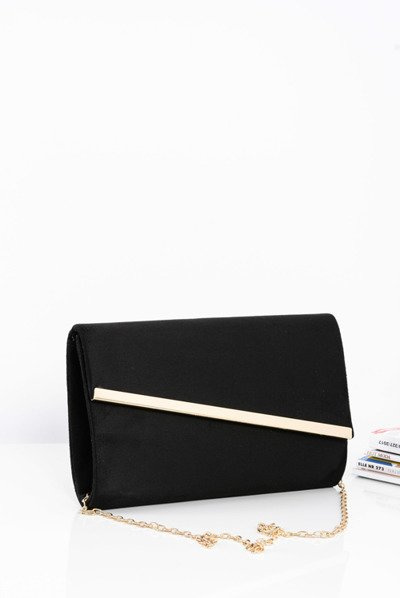 Women's Suede Clutch Bag on a Gold Chain Black