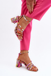 Patterned Sandals with Stiletto Heel Purple Jenglla