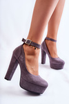 Suede Pumps On The Platform Grey Gottie