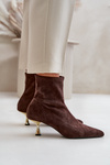 Women's Stiletto Boots Eco Suede With Pointed Toes Brown Irithare