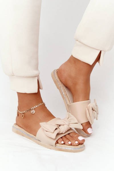 Rubber Slippers With A Bow Beige Andrea