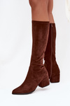 Women's Low Heel Eco Suede Boots Sergio Leone KZ212 Brown