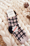 Women's warm socks lattice Beige and black
