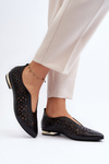 Cut-out Ballerina Flats in Genuine Leather Zazoo 2883 Black