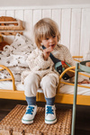 Children's High Sneakers With Welt White Navy Blue Baxter