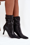 Women's ankle boots with heel with ruched upper zipper black Ulisse