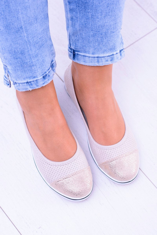 Fabric Beige Ballerinas On Anchor Elleni