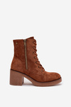 Insulated Women's Ankle Boots with Laces and Zippers Camel Paressa