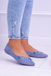 Lu Boo Niebieskie Baleriny W Szpic Benzynowe Oczka Octavia