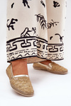 Espadryle Damskie Eleganckie Z Plecionką Beżowo-Złote Zazoo 10178